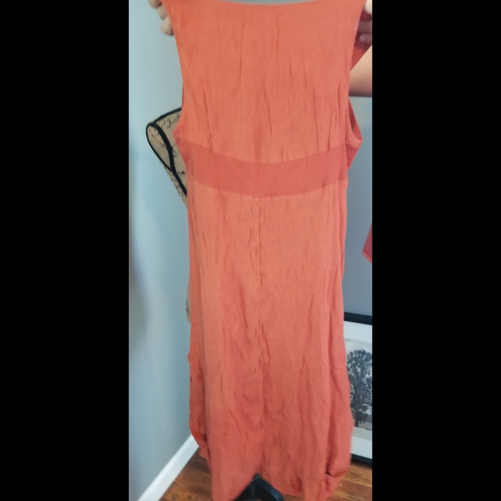 Monoreno Rust Orange Rag Edge Distressed Dress - image 3